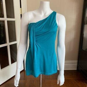Velvet One Shoulder Top Blue